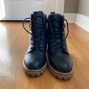 NWOT SZ 8 Black Leather Madewell Lace-up Boots